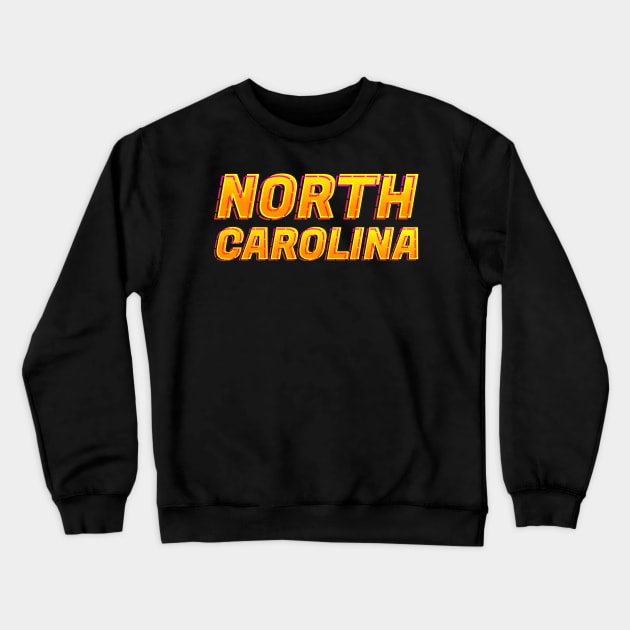 North Carolina Neon Text Sign, Typography Outline Crewneck Sweatshirt by JahmarsArtistry - APA